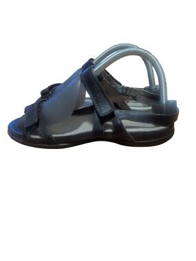 Comfort Walking Sandals Women’s Black Leather Adjustable Velcro Straps Orthopedi
